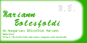 mariann bolcsfoldi business card