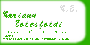 mariann bolcsfoldi business card